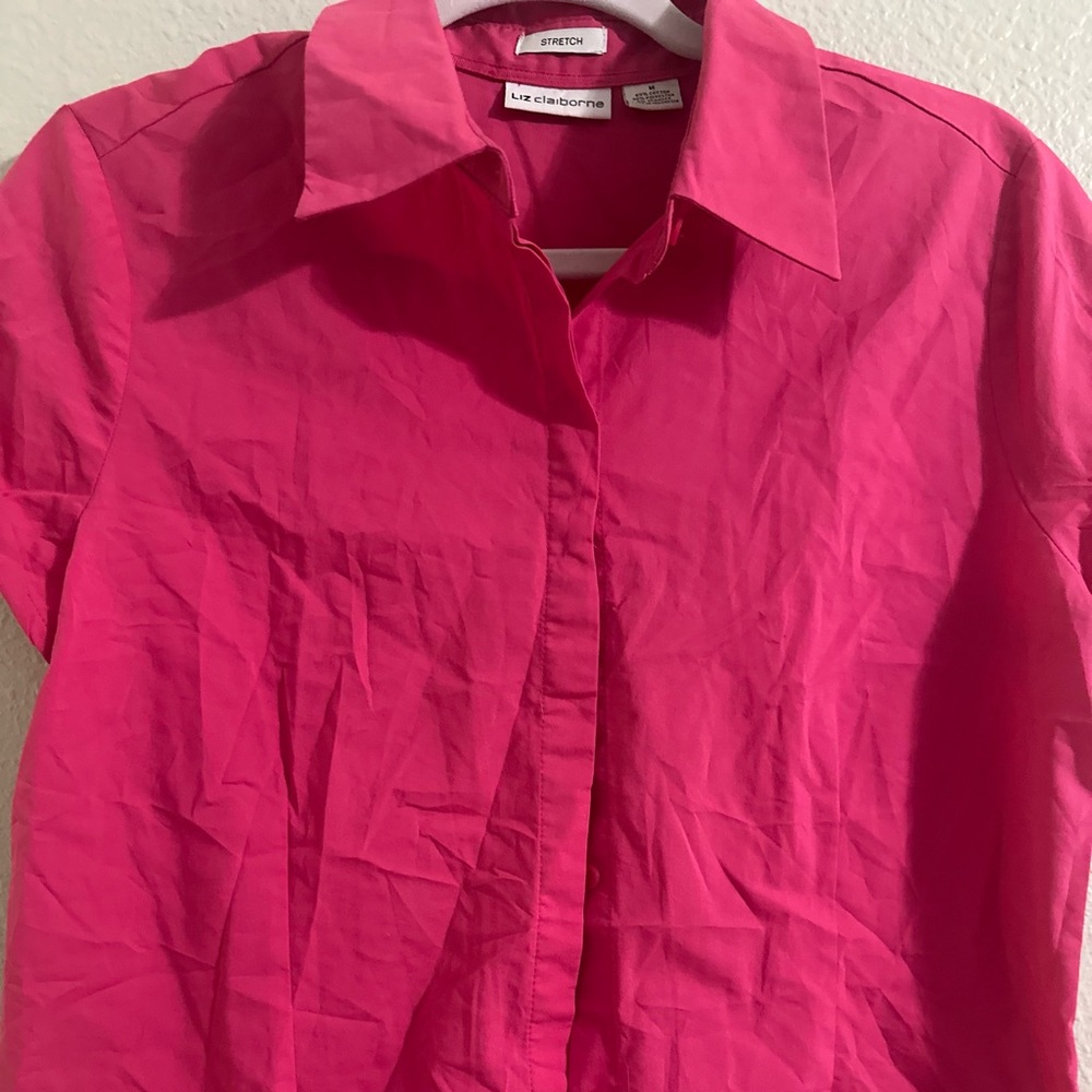 🐣Liz Claiborne Fuchsia Button-Down Shirt - Picture 4 of 10